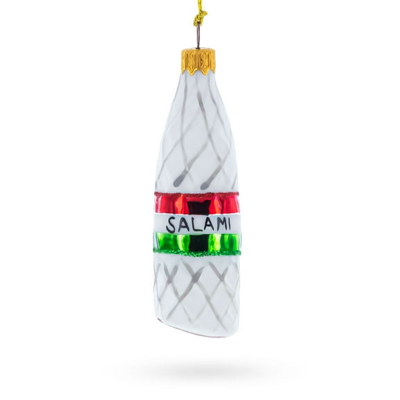 Deli Style Salami Sausage Glass Christmas Ornament