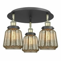 Innovations Lighting Chatham - 3 Light 18" Flush Mount Mercury/Black Antique Brass