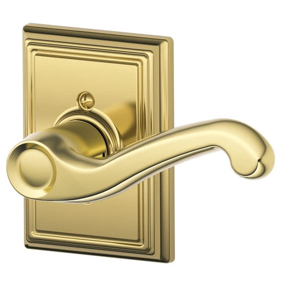 Schlage F170 Flair With Addison Rose Right Hand Half Dummy Bright Brass Finish