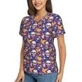 thumbnail image 2 of Xecao rock Skull record for Women's V-Neck T-Shirts-Elegant Half-Sleeve Tops Perfect for Summer-Medium, 2 of 5