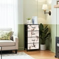 thumbnail image 2 of Dresser for Bedroom with 4 Storage Drawers Whimsical Swallow Birds Stars Clouds Crescent Moons Soft Pink Dressers Chest of Drawers Steel Framed Fabric Closet Organizers for Entryway, 2 of 7
