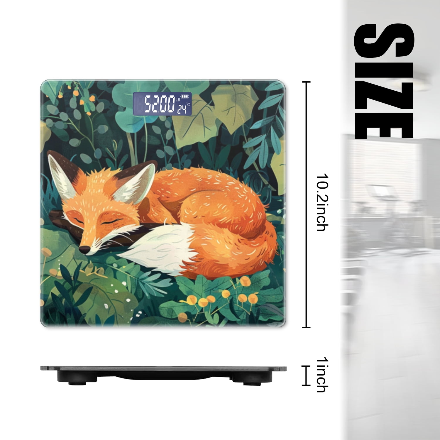 High Precision Body Weight Scale Smart Bathroom Scales with Large LCD Display(400lbs),Decorative for Bedroom-Cute Fox Sleeping In The Forest Surrounded By Leaves
