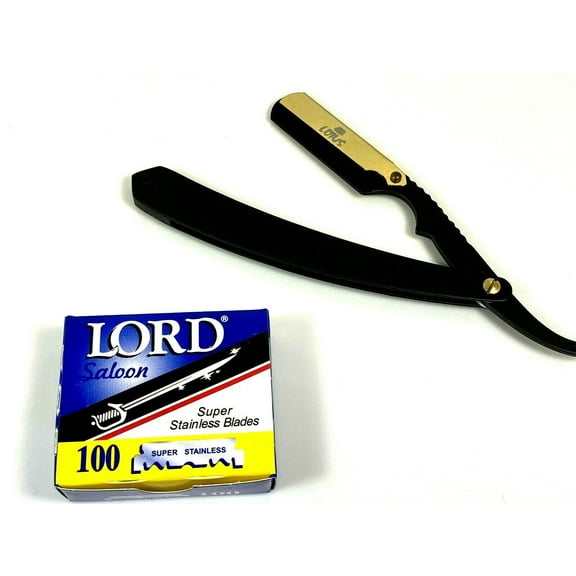 Navajas De Afeitar De Barbero Profesional Acero Inoxidable Estuche De Cuero Lord 100 Blades