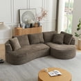 thumbnail image 5 of SEENYOO 120.90" Lounge Sofa, Sectional Sofas for Living Room; Modern Curved L-Shape Sleeper Sofa, Minimalist Design, No Assembly Required, Brown., 5 of 7