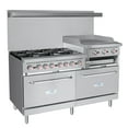 thumbnail image 3 of 60 in. Commercial LP Range with 24 in. Griddle and Broiler in Stainless-Steel (KM-CRGB60-LP), 3 of 11