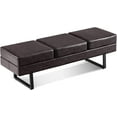 thumbnail image 3 of BarberPub 3-Seat Waiting Room Bench Chair, Salon Guest Reception Bench, Lobby Chairs, 440 lbs Capacity, Brown, 3 of 11