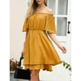 thumbnail image 3 of Off Shoulder Dress, Prom Dress Elastic Waist Summer Flowy Casual Tunic, 3 of 9