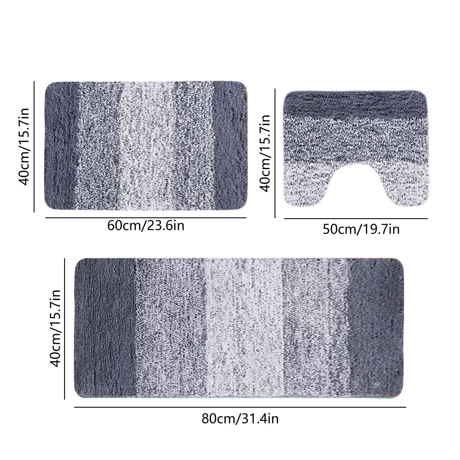 3Pcs Thick Bathroom Rugs Set 3 Piece Soft Absorbent Bath Rugs, Microfiber Bath Mats and U-Shaped Contour Toilet Rug with Non-Slip Backing Bath Rug Sets Thick Floor Mat,Bathroom Sets for Bathrooms