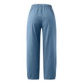 thumbnail image 6 of Womens Capri Cropped Pants Summer Relax Fit Ventilation Wide Leg Trousers Dressy Casual Solid Cotton Linen Work Pants, 6 of 6