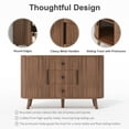 thumbnail image 5 of Planntonneo Fluted Sideboard Buffet Cabinet with Storage, Modern Accent Coffee Bar Console Table with Tambour Sliding Doors and Adjustable Shelves, for Kitchen Living Room, Walnut Color, 5 of 10