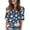 Royal Blue, variant on Women’s Casual Floral Print Five Sleeve Round Neck Button Half Sleeve Top Loose Fit Lightweight Blouse for Daily Wear Black L