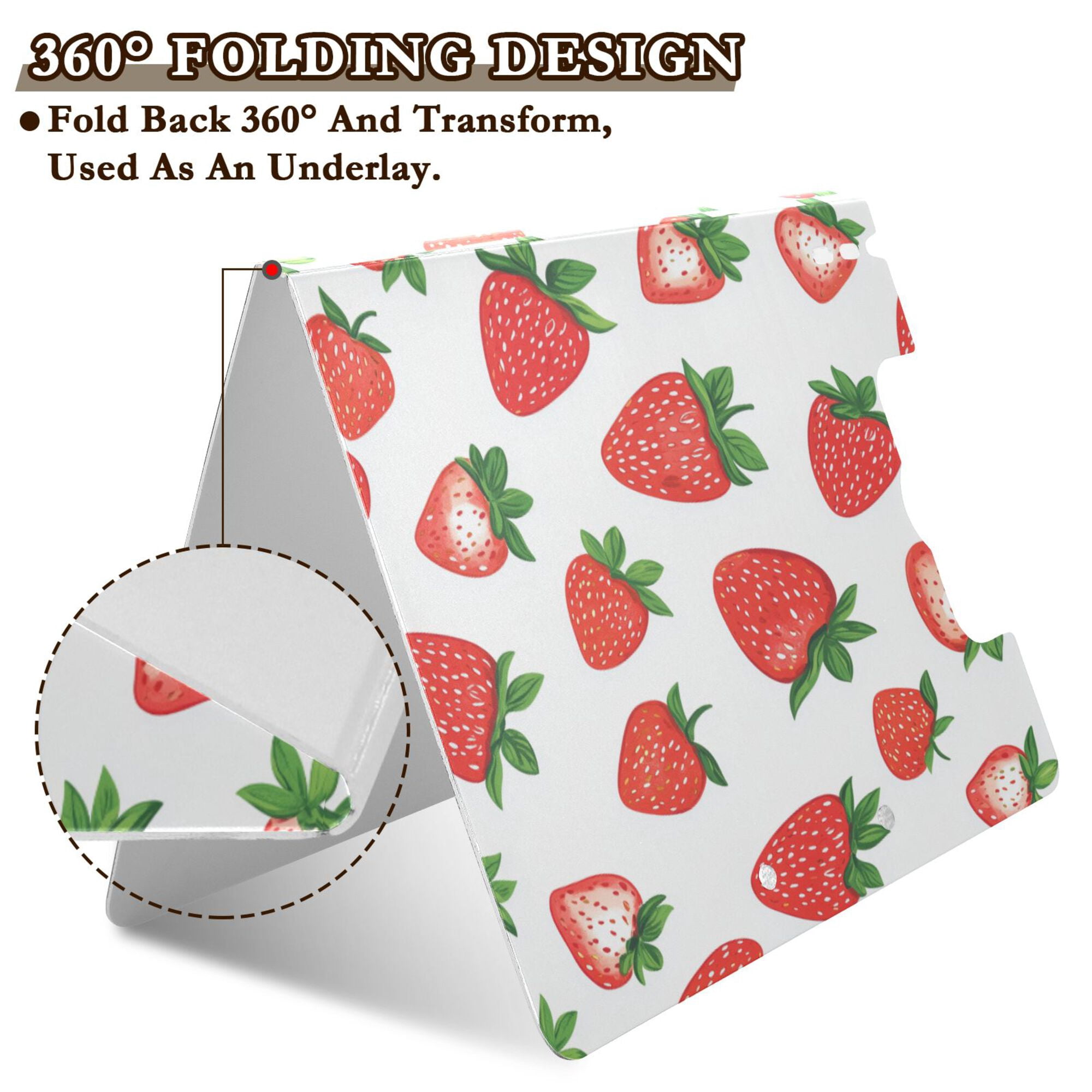 FORMRS A4 Clipboard Folder with Pen Holder Horizontal Foldable School Office Binder, Strawberry