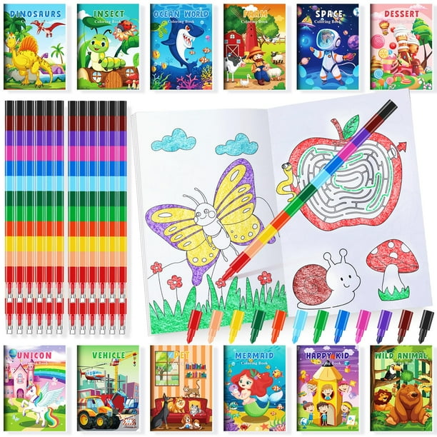 Juego de libros para colorear BenLouis para niños con crayones apilables