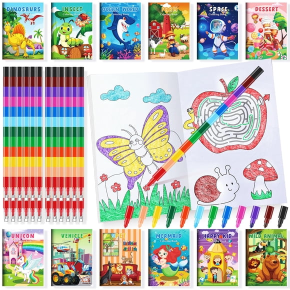 Juego de libros para colorear BenLouis para niños con crayones apilables