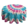 thumbnail image 4 of Colorful Tie Dye Mandala Pattern Round Tablecloth 60"x60",Wrinkle Wipeable Table Cloth for Kitchen Dining Room Picnic Patio Party, 4 of 6