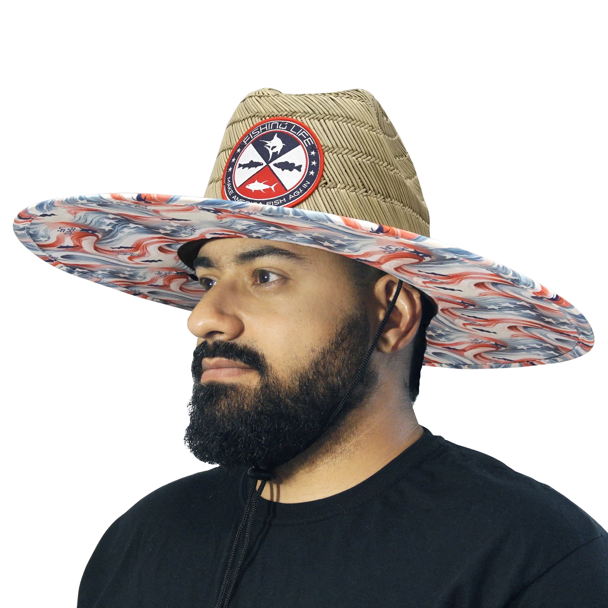 Fishing Life Mafa Quad Hat Straw Lifeguard Hat - Adult Unisex