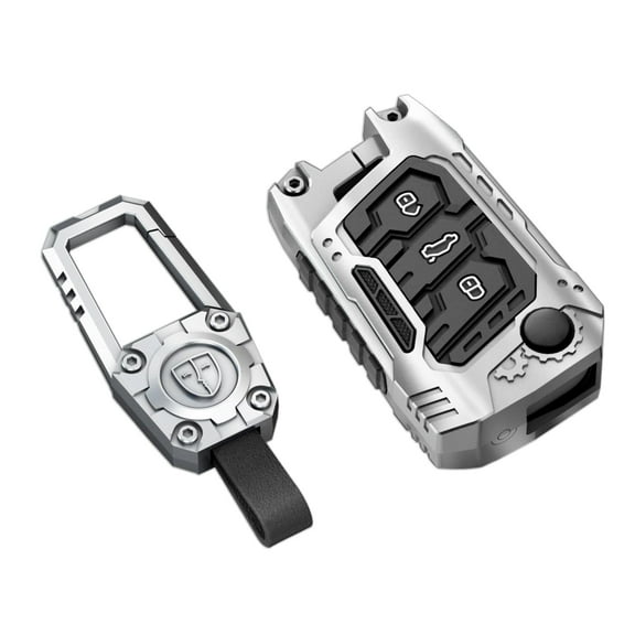 For Volkswagen Key Fob Cover with Keychain,Zinc Alloy Protection Car Key Case Accessories for Jetta Atlas Golf Alltrack GTI Passat Tiguan Silicone Smart Keyshell