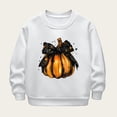 thumbnail image 3 of WERYOUNG Girls Boys Hoodies Cartoon Pumpkin Printed Long Sleeve Round Neck Pullover Hoodless Halloween Sweatshirt Kids Leisure Casual Outings Hoodie,White,8-9 Years, 3 of 3