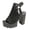 Black, variant on Women's Peep Toe Chunky High Heel Platform Sandals with Buckle Strap Fashion Leopard Printed Non Slip Party Dressy Shoes Brown Size 9