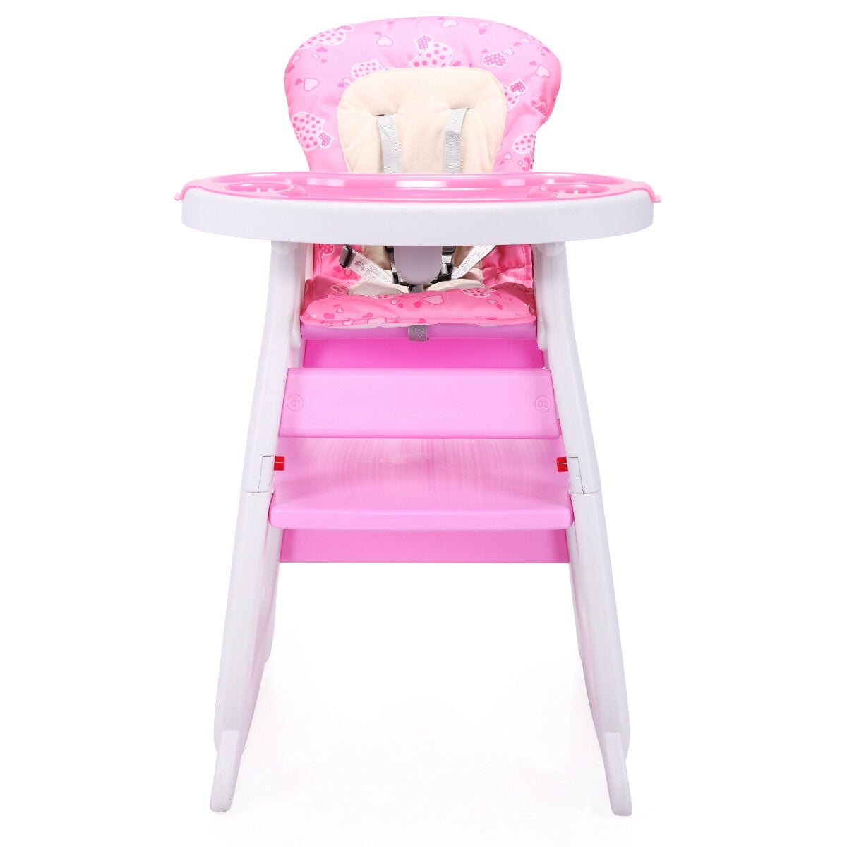 Kepooman 3 in 1 Baby High Chair, Adjustable Convertible Play Seat Booster Toddler with Feeding Tray - Pink