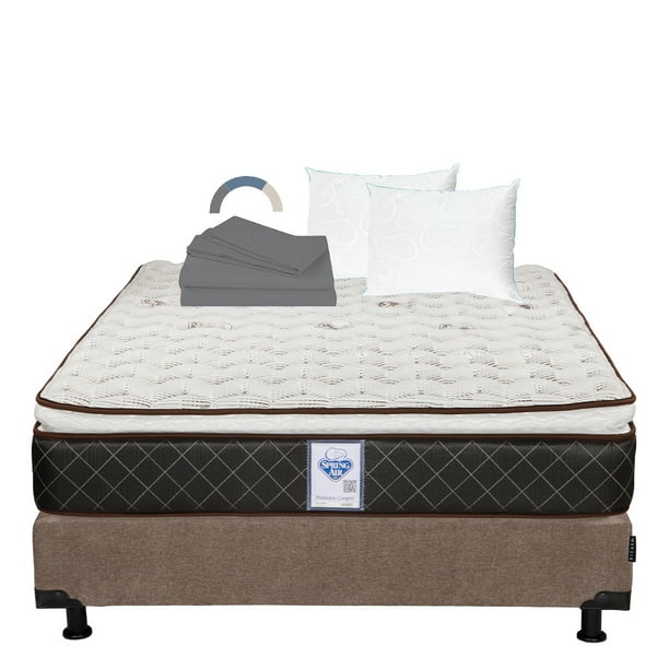 Colchon Individual Minesota+Box Base Cama+Almohada Oso 2+Sabanas Basic