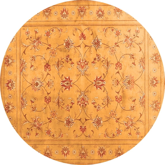 Ahgly Company Indoor Round Abstract Orange Contemporary Area Rugs, 7' Round