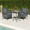 thumbnail image 2 of Gymax 3-Piece Patio Furniture Set PE Wicker Conversation Bistro Set w/ A Tempered Glass Table Mix Gray, 2 of 10