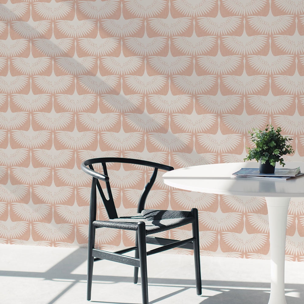 Tempaper x Genevieve Gorder Feather Flock Pink Peel and Stick Wallpaper, 20.5" x 16.5'