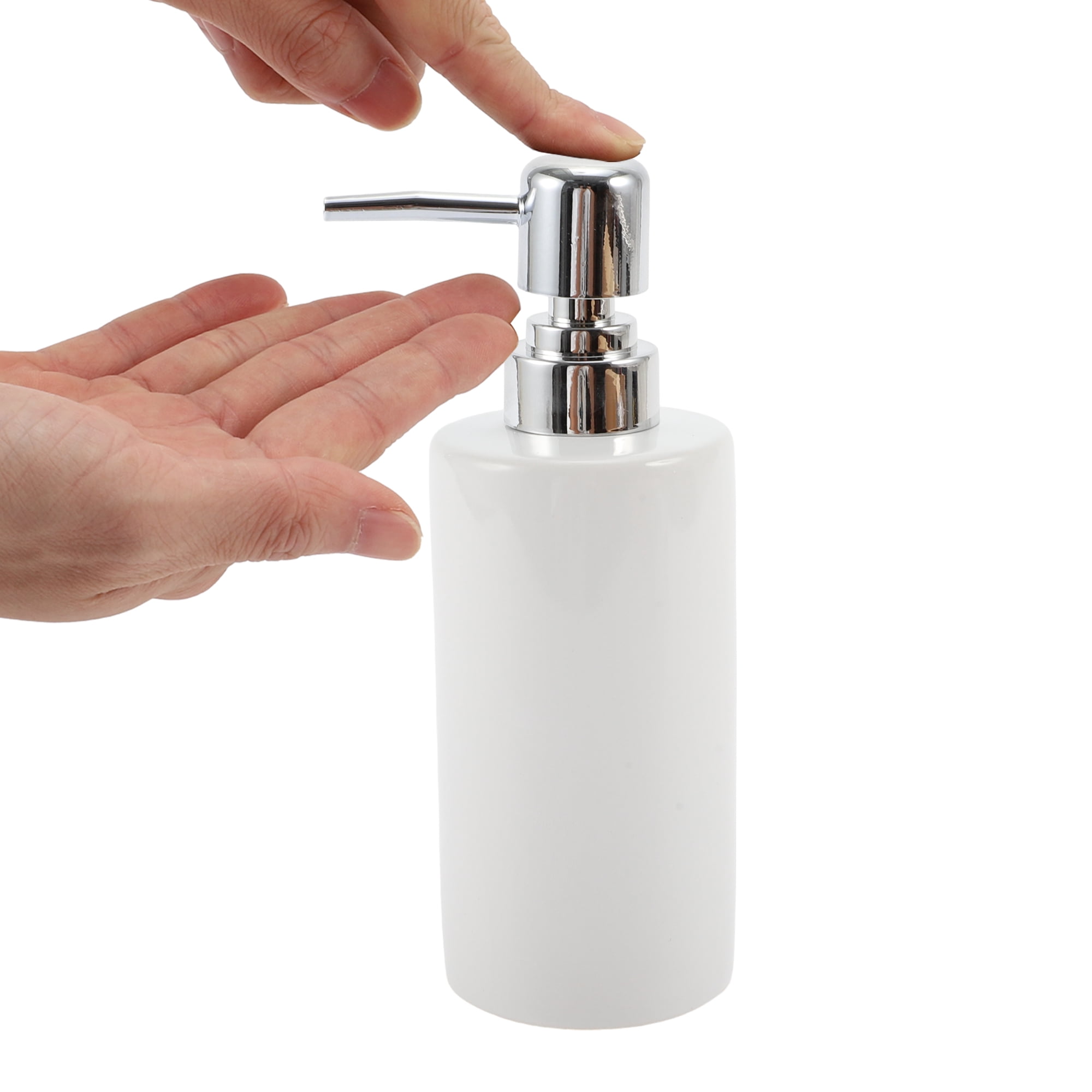 Unique Bargains 1 Pc Simple Cylindrical Soap Pump Dispenser for Bathroom Hotel 300ml Glossy White