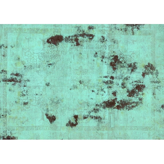 Ahgly Company Indoor Rectangle Persian Turquoise Blue Bohemian Area Rugs, 8' x 10'