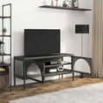 thumbnail image 2 of vidaXL TV Stand Black 41.3"x13.8"x19.7" Glass and Steel, 2 of 11