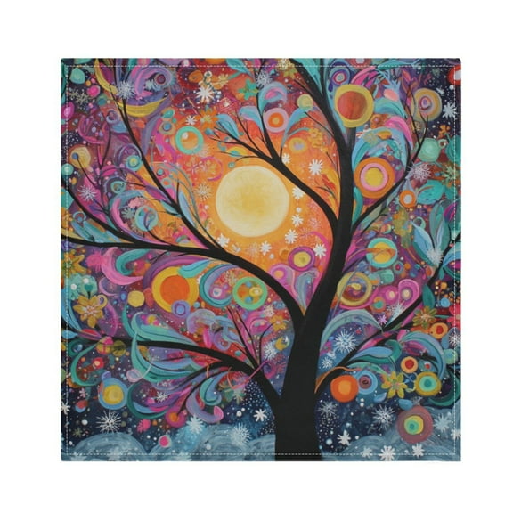 1 Pack 20'' x20" Satin Table Napkins Dinner Napkins for wedding Party Decoration events Beautiful Abstract Tree Painting