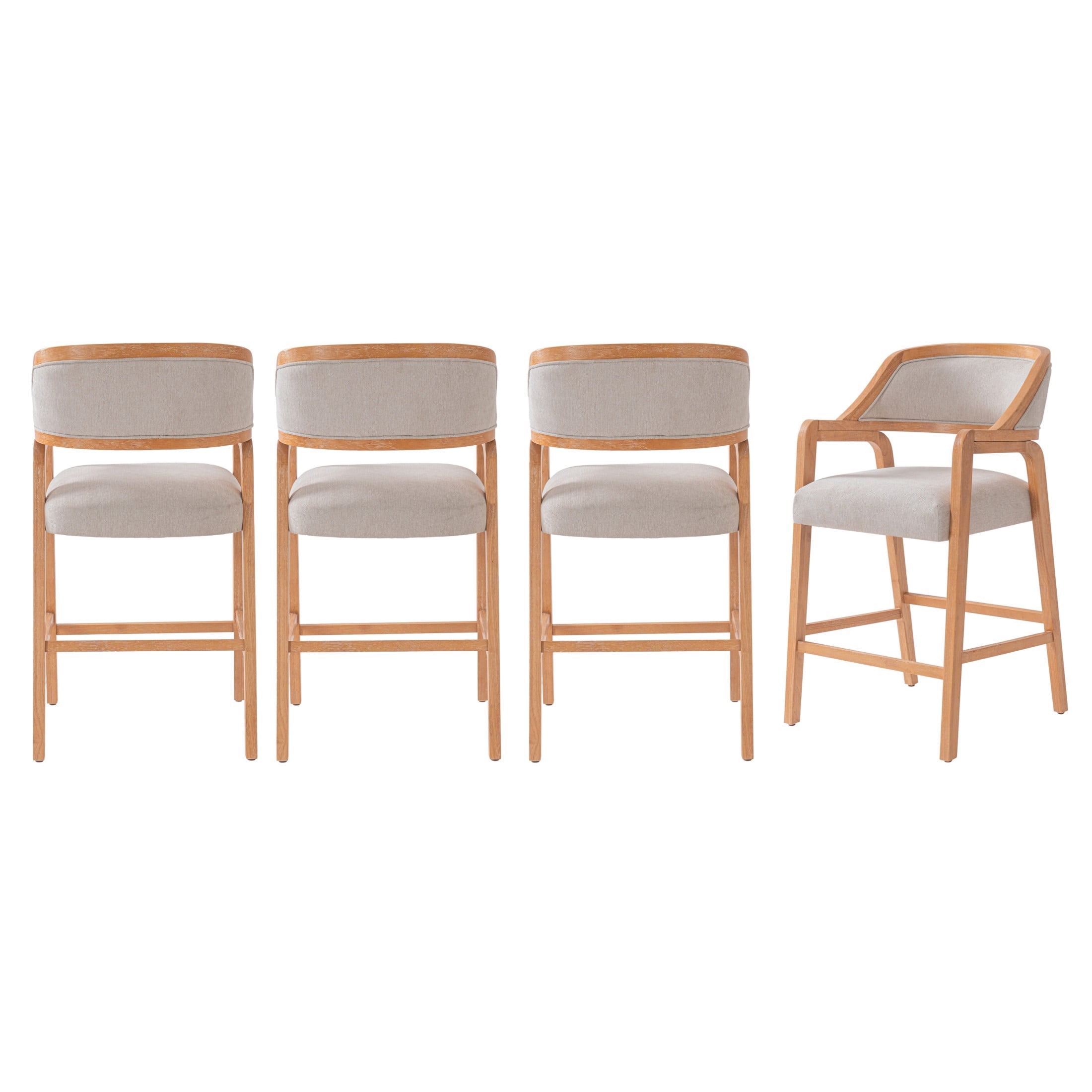 Christopher Knight Home Modern Upholstered Counter Stools, Rubberwood Frame, Natural, Set of 4