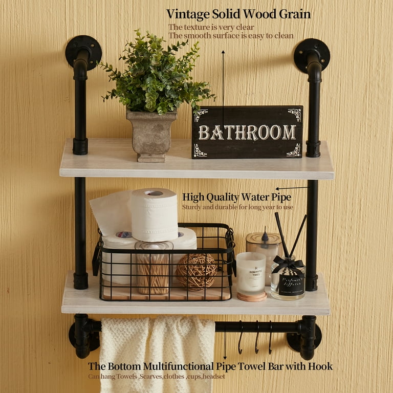 Industrial shelves for bathroom outlet