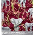 thumbnail image 1 of Soimoi Satin Silk Fabric Leaves,Floral Wreath & Elephant Jungle Print Fabric by the Yard 42 Inch Wide, 1 of 1