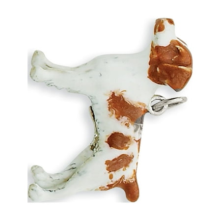 Brittany Spaniel Charm (Leslies Fine Jewelry Designer 925 Sterling Silver Silver Enamel Brittany Spaniel (26x24mm) Pendant)