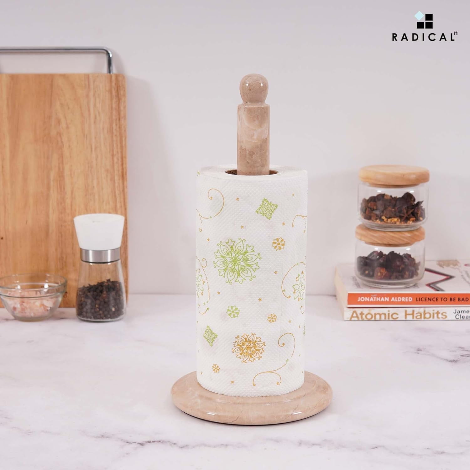 Radicaln Marble Paper Towel Holder Countertop 12.5 inch Verona Handmade Paper Towels Holders for Kitchen Countertop Organizer, Toilet Paper Stand for Bathroom Counter Accessories