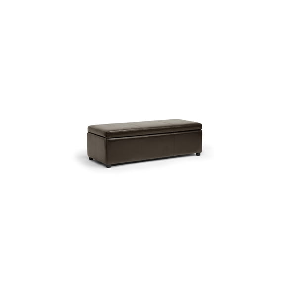 Bonded Leather Ottoman - 47" Wide Storage Coffee Table with Flip Top Trays