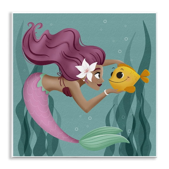 Stupell Industries Bohemian Mermaid & Fish Friends Wall Plaque Art, 12 x 12, by Sarah Hickman