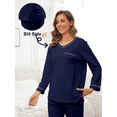 thumbnail image 5 of ANLIQI Women's Pajama Sets 100% cotton Long Sleeve Shirt and Pants Sleepwear Nightwear Soft Pjs Lounge Sets(Navy Blue, Large), 5 of 8