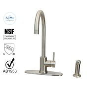 WMF-40D-116LSC - Stainless Steel Kitchen Sink Faucet Single Handle with Side Sprayer & Deck