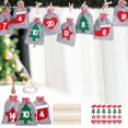 thumbnail image 1 of Juego de bolsas para calendario de adviento de Navidad, bolsas de regalo colgantes para hacer tú mismo con números, corazones y árboles para niños, cuenta regresiva para la decoración de Navidad,, 1 of 6