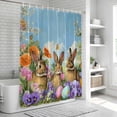 thumbnail image 6 of Easter Bunnies Shower Curtain, Waterproof Shower Curtains for Bathroom, Spring Easter Eggs Garden Floral Washable Fabric Bathtub Curtain Set Bath Decor with 12 Hooks Stall 36"x72", 6 of 8