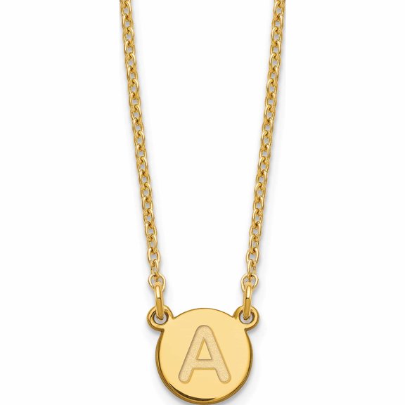 Ss/Gold Plated Sterling Silver Gold-Plated Tiny Circle Block Letter A Initial Necklace Made In United States -Jewelry By Sweet Pea