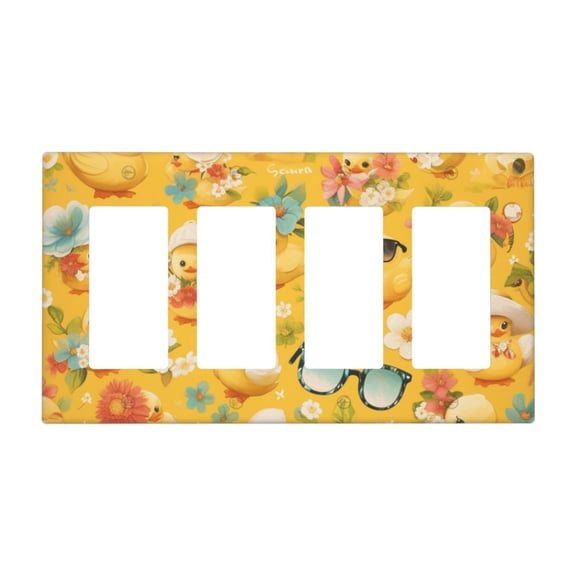 Cute Duck Holiday Switch Cover Decorative Wall Plate / 4-Gang 4-Decor / Standard Size 4.5x8 in