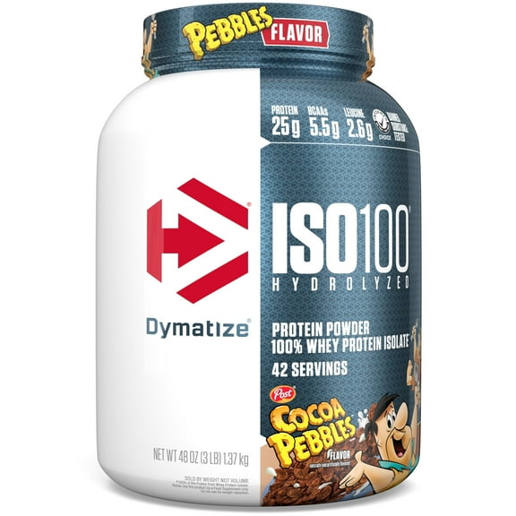 Dymatize ISO100 Hydrolyzed Whey Isolate Protein Powder, 25g Protein, Cocoa Pebbles, 3 Lbs