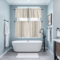 thumbnail image 3 of Grey Striped Kitchen Curtains Sets for Windows 36 Inch Length, Beige Geometric Modern Minimalist Rod Pocket Window Treatments Tier Curtains and Valances Set for Bedroom/Bathroom, 3 of 8