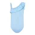 thumbnail image 4 of WOYY Girls Ruffle One-Piece Swimsuit Solid Color One Shoulder Bathing Suit, Sizes 5-6, 4 of 4