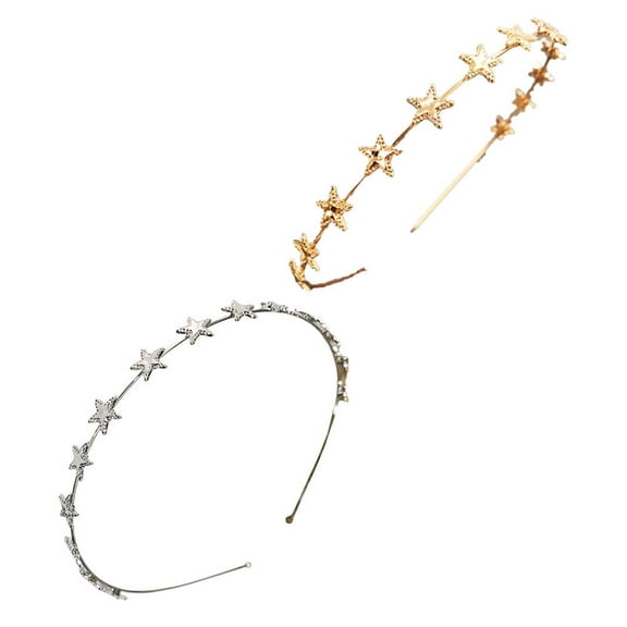 Soimiss 2Pcs Fashion Headbands Five-pointed Star Headbands Alloy Silver for New Year Events