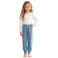 thumbnail image 3 of Karoyedx Little Girls Clothes Toddler Girls Sweatpants Baby Wide Leg Pants Kids Drawstring Baggy Open Bottom Jogger Clothes with Pockets Blue Size,6-7 Years, 3 of 5